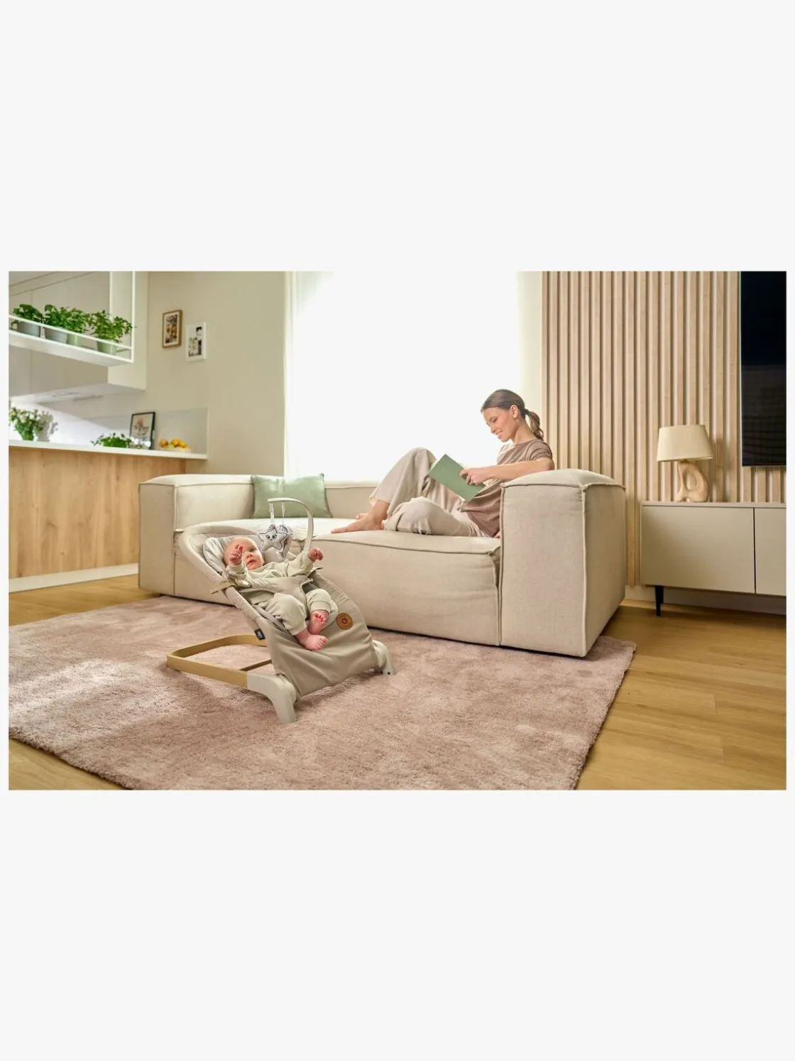 Skråstole & Babygynger|Lionelo Skråstol LILAC, Beige Sand