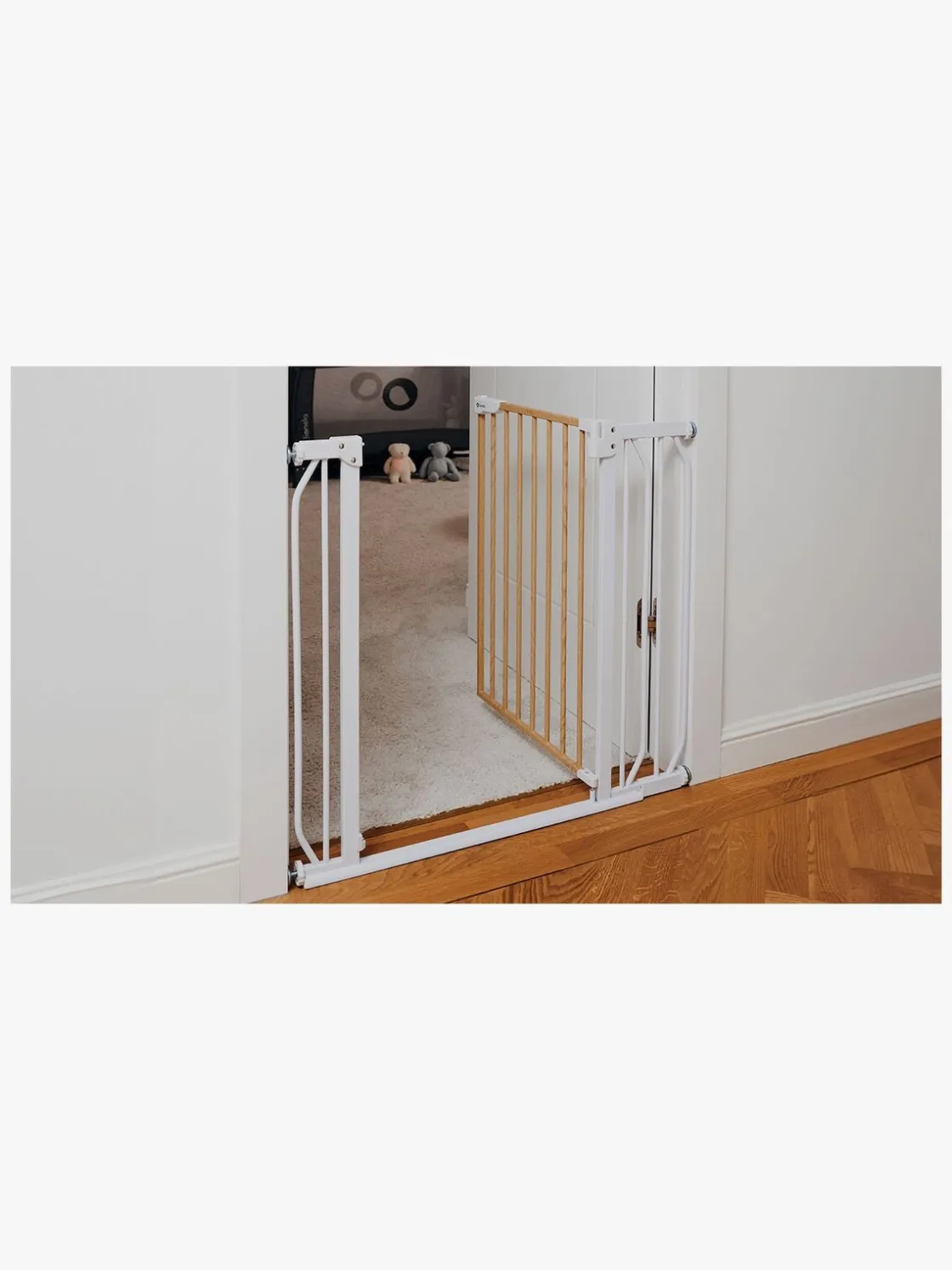 Sikkerhed|Lionelo Truus Slim Sikkerhedsgitter, White/Natural Hvid/Beige