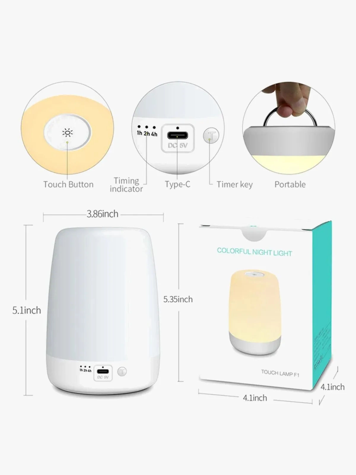 Børn Lippa Lamper & Belysning-Colorful Touch Natlampe Timer, Hvid