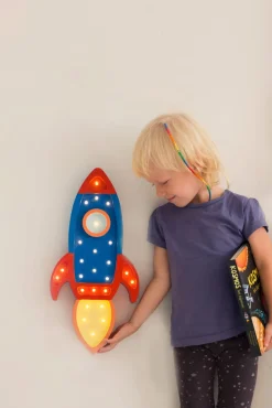 Lamper & Belysning|LittleLights Little Lights Lampe Rumraket, Navy/Rød Rød