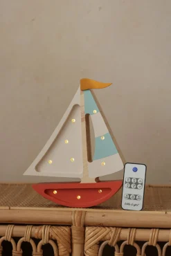 Lamper & Belysning|LittleLights Little Lights Lampe Sejlbåd, Rød/Hvid
