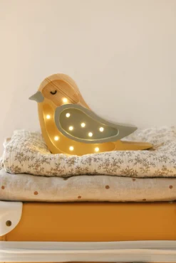 Lamper & Belysning|LittleLights Little Lights Mini Lampe Fugl, Khaki/Light Mustard Gul