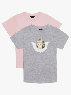 Overdele|LucaLola Luca & Lola Angel Top 2-pak, Grey Melange Lyserød/Grå