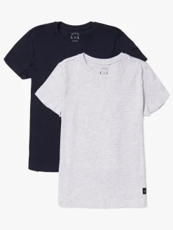 Overdele|LucaLola Luca & Lola Davide T-Shirt 2-pak, Grey Melange/Navy Grå/Blå