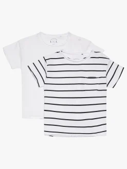 Overdele|LucaLola Luca & Lola Ettore T-Shirt 2-pack, White/Stripes Hvid