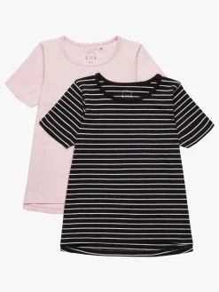 Overdele|LucaLola Luca & Lola Malena T-shirt 2-pak, Black/Pink Stripes Lyserød/Sort