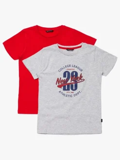 Overdele|LucaLola Luca & Lola Riccione T-Shirt 2-pack, Grey/Red Grå/Rød