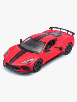 Legetøjsbiler & -Fartøjer|Maisto Corvette Stingray Coupe High Wing 2020 Modelbil 1:24 Rød