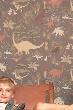 Interiør|Majvillan Tapet Dinosaur Vibes, Evening Grey Flerfarvet/Grå