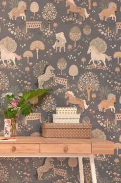 Interiør|Majvillan Tapet My Sweet Pony, Midnight Blue Flerfarvet/Blå