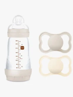 MAM Sutter & Suttesnore|Spisetid-Air Naturgummi Sutter 16-36m & Easy Start Sutteflaske Anti-kolik 260 ml, Neutral