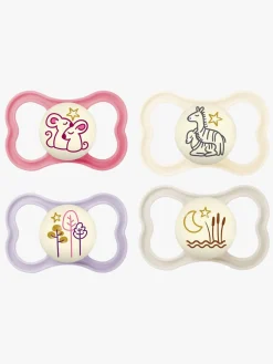 MAM Sutter & Suttesnore-Air Night Silikone Sutter 6-16m 4-pak, Pink/Neutral