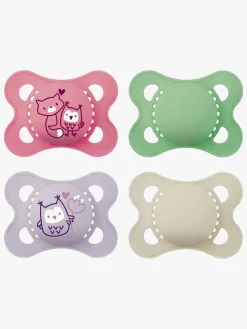 MAM Sutter & Suttesnore-Original Naturgummi Sutter 0-6m 4-pak, Pink/Neutral