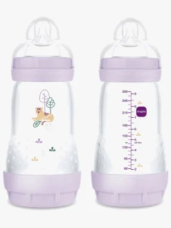 Spisetid|MAM Original Night Silikone Sutter 2-pak & Easy Start Sutteflaske Anti-kolik 260 ml, Pink