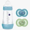 Spisetid|MAM Original Silikone Sut 16-36 mdr. 2-pak & Easy Start Sutteflaske Anti-Kolik 260 ml, Blå