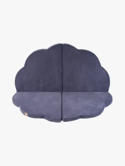 Interiør|Meowbaby Foam Sammenklappelig Legetæppe Velour 160x160, Blå-grå