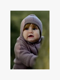 Børn MikkLine Tilbehør|Uldtøj-Mikk-Line Elefanthue Merinould, Twilight Mauve