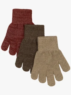 Tilbehør|MikkLine Mikk-Line Handsker Uldblanding 3-pak, Apple Butter-Chocolate Chip-Doeskin