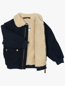 Børn MikkLine Overtøj|Vintertøj-Mikk-Line Manchesterjakke med Teddyfor, Blue Nights