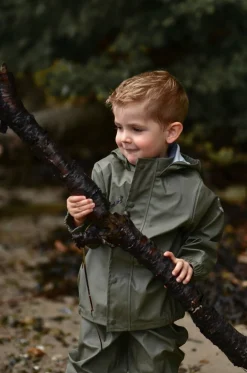 Regntøj|MikkLine Mikk-Line Regnsæt med Seler, Dusty Olive