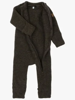 Børn MikkLine Heldragter|Uldtøj-Mikk-Line Ulddragt Merino, Dark Brown Melange