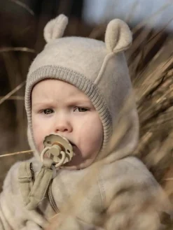 Heldragter|Uldtøj|MikkLine Mikk-Line Ulddragt Merinould med Ører, Melange Offwhite