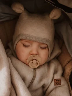 Heldragter|Uldtøj|MikkLine Mikk-Line Ulddragt Merinould med Ører, Melange Offwhite