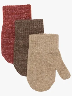 Tilbehør|MikkLine Mikk-Line Vanter Uldblanding 3-pak, Apple Butter-Chocolate Chip-Doeskin Rød/Brun/Beige
