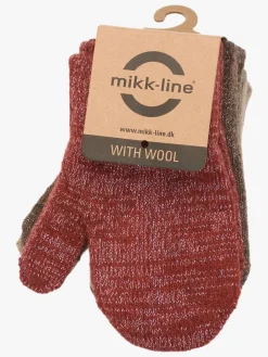 Tilbehør|MikkLine Mikk-Line Vanter Uldblanding 3-pak, Apple Butter-Chocolate Chip-Doeskin Rød/Brun/Beige