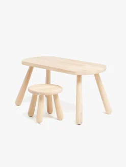 Børn Minitude Børnemøbler-Nordic Skrivebord med Rund Skammel, Natur