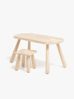 Børn Minitude Børnemøbler-Nordic Skrivebord med Firkantet Skammel, Natur