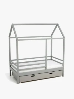 Børnesenge & Tilbehør|Minitude Nordic Jax Husseng 70x140 & BabyMatex Madras Soft Plus + Sengeskuffe, Grå