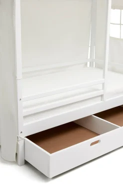 Børnesenge & Tilbehør|Minitude Nordic Jax Husseng 70x140, Sengehimmel & BabyMatex Madras Soft Plus + Sengeskuffe, Hvid