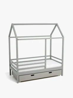 Børnesenge & Tilbehør|Minitude Nordic Jax Husseng 70x140 & BabyMatex Madras Carpathia + Sengeskuffe, Grå