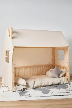 Børnesenge & Tilbehør|Minitude Nordic Mason Husseng 70x160 & BabyMatex Madras Soft Plus + Sengehimmel, Hvid