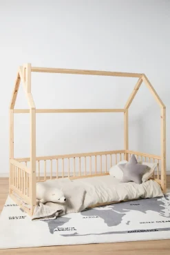 Børnesenge & Tilbehør|Minitude Nordic Mason Husseng 70x160 + Sengehimmel, Natur