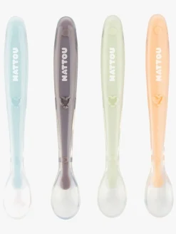 Spisetid|Nattou Soft Silicone Ske 4-pak