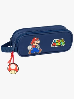 Kreativt Legetøj|SuperMario Nintendo Super Mario Dobbelt Penalhus Trick, Mørkeblå/Rød