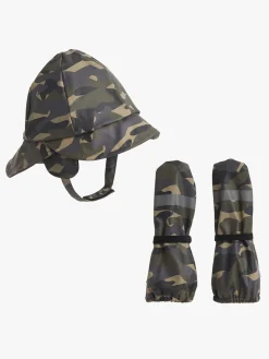 Regntøj|Tilbehør|Nordbjrn Nordbjørn Fjord Foret Regnhue & Vanter, Hide and Seek Green Grøn/Beige