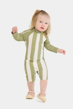 Børn Nordbjrn Uv & Strand-Nordbjörn Hönö UV-Dragt, Green Stripe