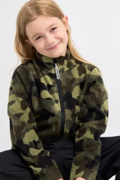 Børn Nordbjrn Fleecetøj-Nordbjørn Malö Fleecetrøje, Camo Splash Deep Lichen Green