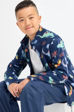 Fleecetøj|Nordbjrn Nordbjørn Malö Fleecetrøje, Dinoland Naval Academy Blå/Orange