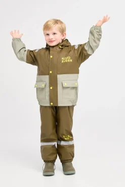 Børn Nordbjrn Regntøj-Nordbjørn Molde Foret Regnsæt, Dark Olive/Shadow