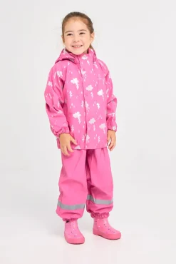 Børn Nordbjrn Regntøj-Nordbjørn Nordsjön Reflekterende Regnsæt, Cloud Sky Ibis Rose