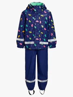 Regntøj|Nordbjrn Nordbjørn Skagen Foret Regnsæt, Umbrellas Blue Print Blå/Lyserød