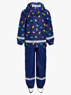 Regntøj|Nordbjrn Nordbjørn Skagen Foret Regnsæt, Umbrellas Blue Print Blå/Lyserød