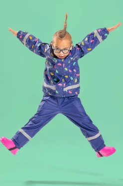 Regntøj|Nordbjrn Nordbjørn Skagen Foret Regnsæt, Umbrellas Blue Print Blå/Lyserød