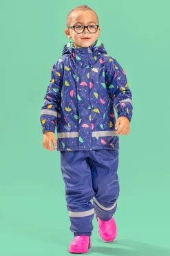 Regntøj|Nordbjrn Nordbjørn Skagen Foret Regnsæt, Umbrellas Blue Print Blå/Lyserød