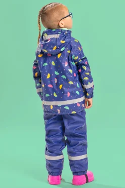 Regntøj|Nordbjrn Nordbjørn Skagen Foret Regnsæt, Umbrellas Blue Print Blå/Lyserød