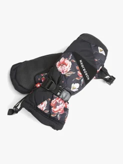 Tilbehør|Vintertøj|Nordbjrn Nordbjørn Valley Jr Vanter, Night Flower Sort/Rød/Lyserød